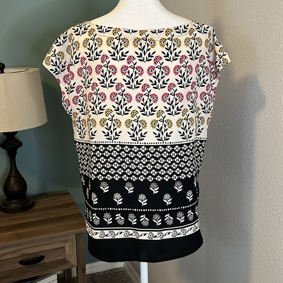 Ann Taylor Border Floral Boatneck Blouse Size Small - Picture 4 of 12